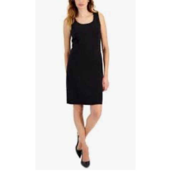 Tahari Dress Black 14W 14 W Stretch Sleeveless Classic Career Church Party - Picture 3 of 8